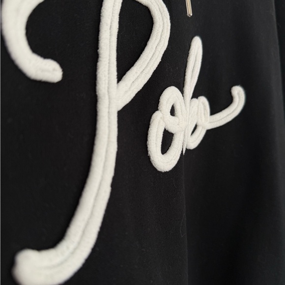 Ralph Lauren Black Hoodie Sweater with White raised Logo - Picture 3 of 10